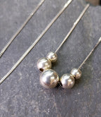 Sterling Silver Bead Ball Necklace 18" Chain - 4.8g