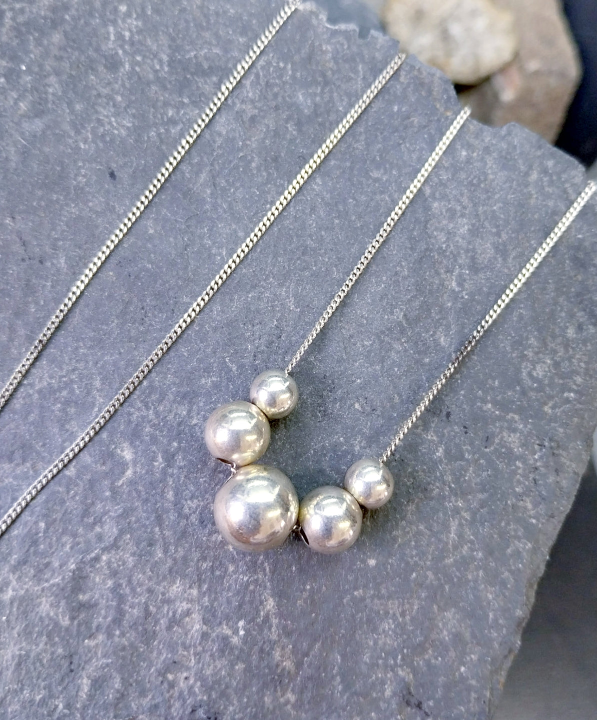 Sterling Silver Bead Ball Necklace 18" Chain - 4.8g