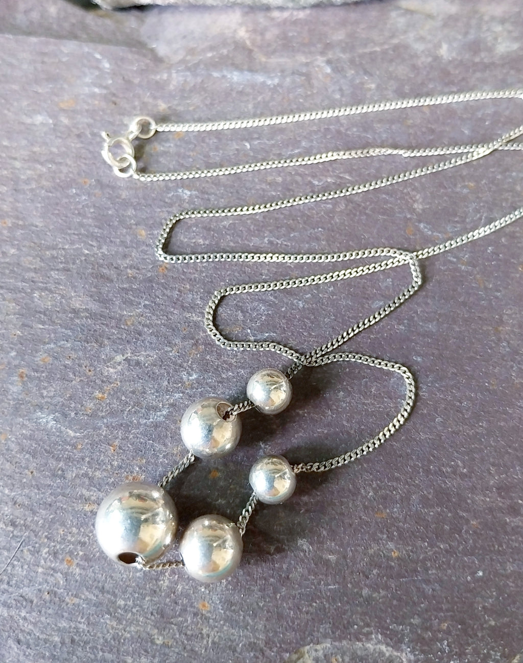 Sterling Silver Bead Ball Necklace 18" Chain - 4.8g