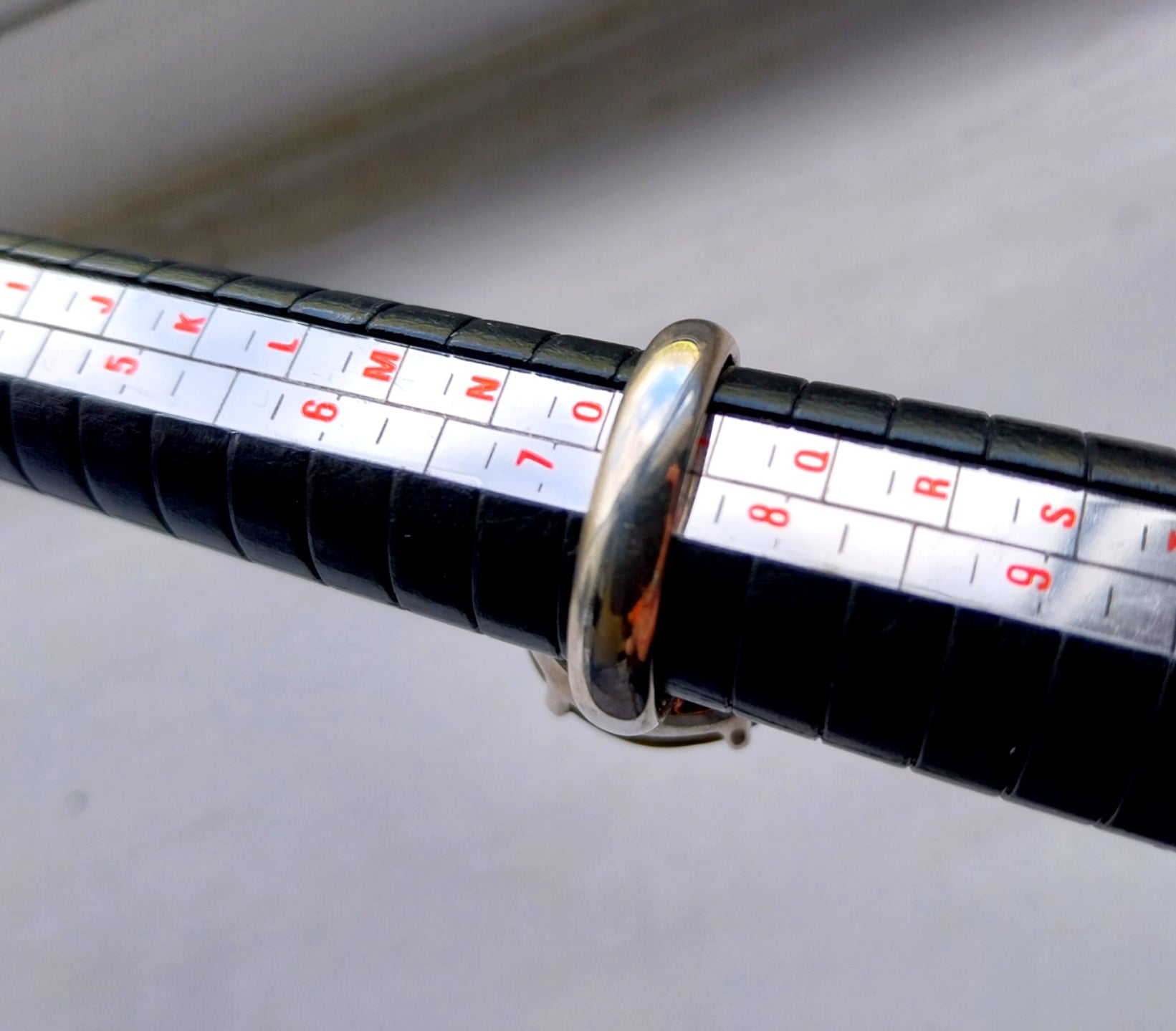 Vintage Large SILVER BANDED AGATE Ring - Size uk P (us.5 7) - 9.3g