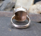 Vintage Large SILVER BANDED AGATE Ring - Size uk P (us.5 7) - 9.3g