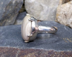 Vintage Large SILVER BANDED AGATE Ring - Size uk P (us.5 7) - 9.3g