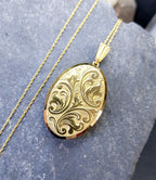 9ct Gold Georg Jensen Locket Necklace with 20" Chain - c 1969 - 9g