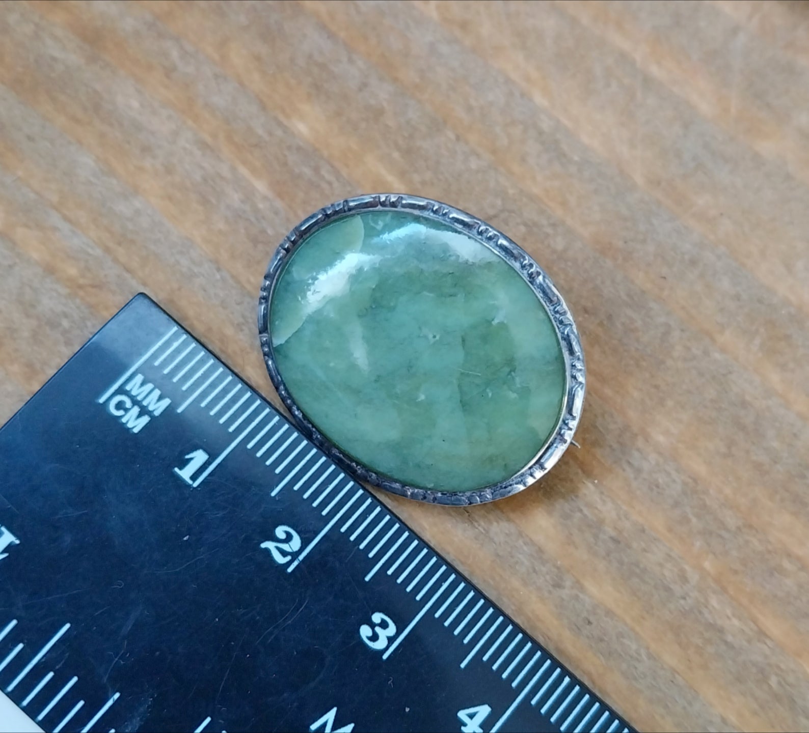 Vintage Sterling Silver Connemara Marble Brooch - 5.9g