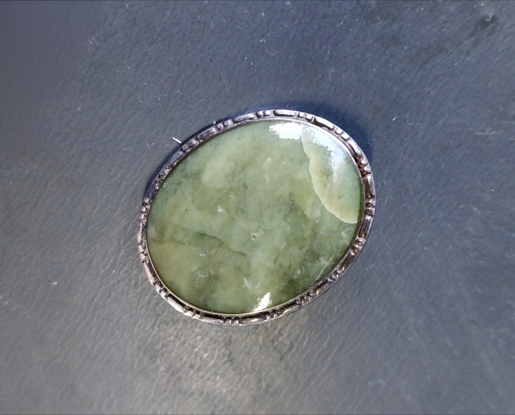 Vintage Sterling Silver Connemara Marble Brooch - 5.9g