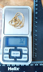 Vintage 9ct GOLD Twisted Rope Chain Necklace, 18" - 3.2g