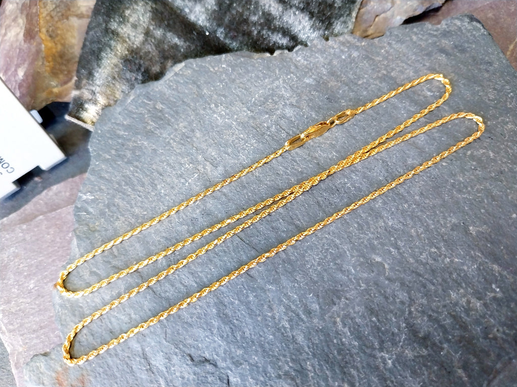 Vintage 9ct GOLD Twisted Rope Chain Necklace, 18" - 3.2g