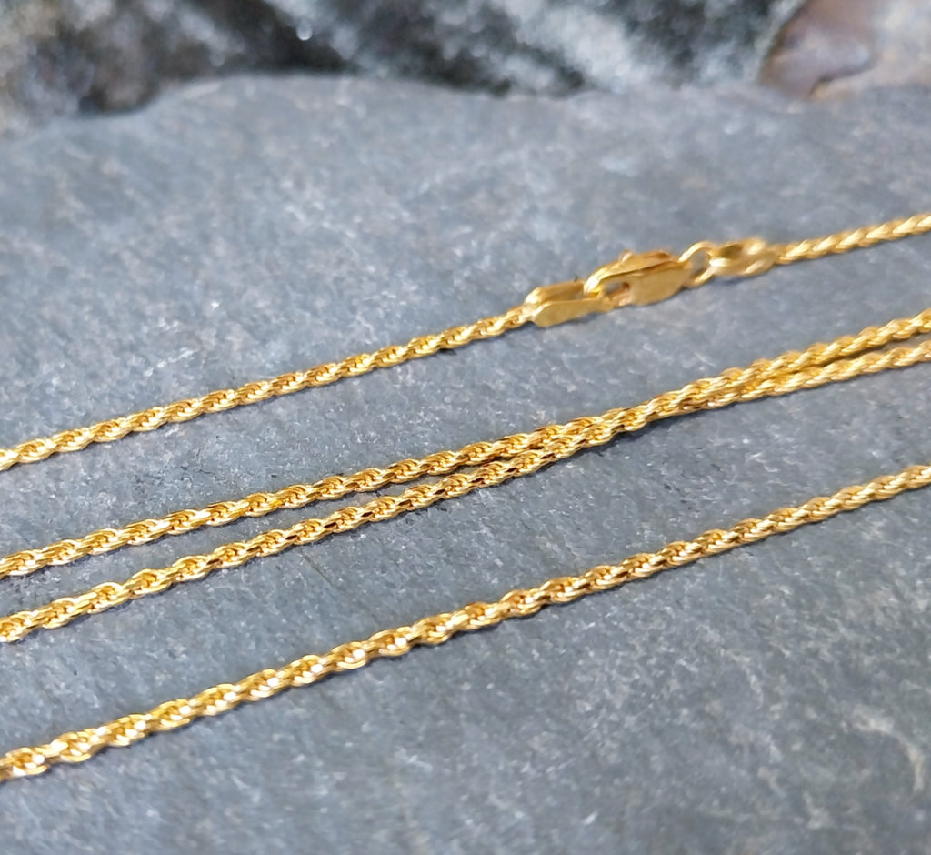 Vintage 9ct GOLD Twisted Rope Chain Necklace, 18" - 3.2g