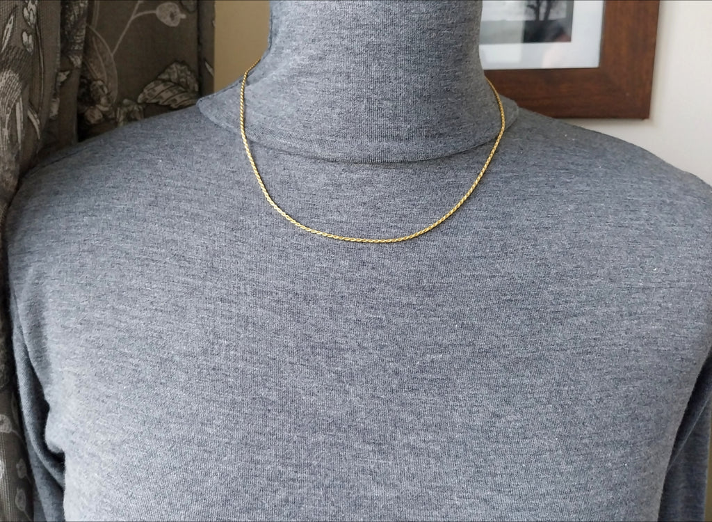 Vintage 9ct GOLD Twisted Rope Chain Necklace, 18" - 3.2g