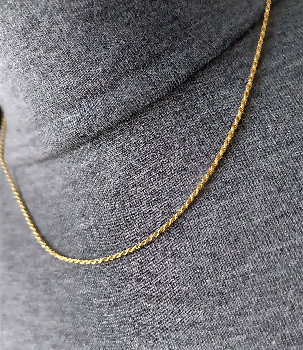 Vintage 9ct GOLD Twisted Rope Chain Necklace, 18" - 3.2g