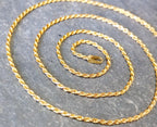 Vintage 9ct GOLD Twisted Rope Chain Necklace, 18" - 3.2g