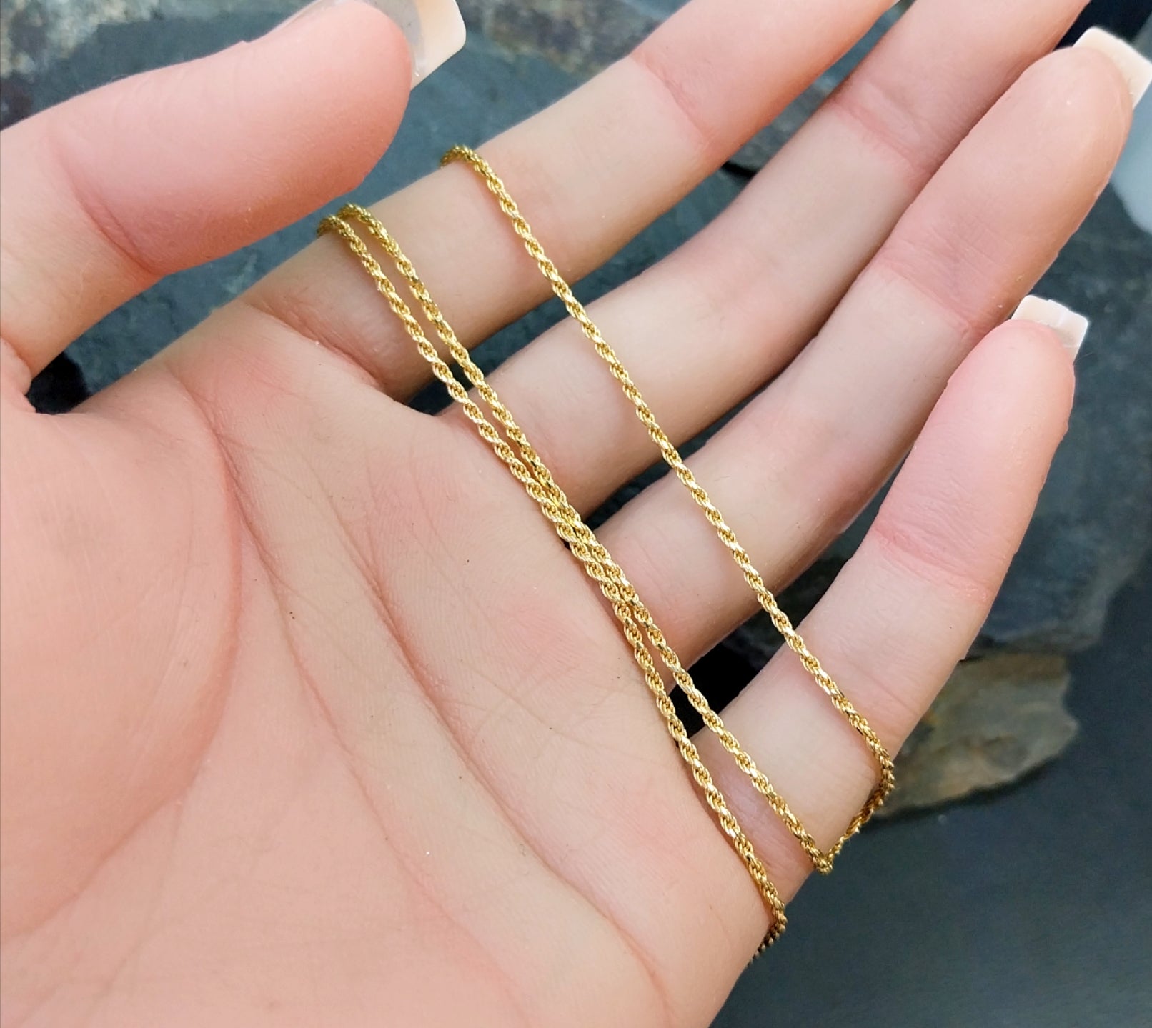 Vintage 9ct GOLD Twisted Rope Chain Necklace, 18" - 3.2g