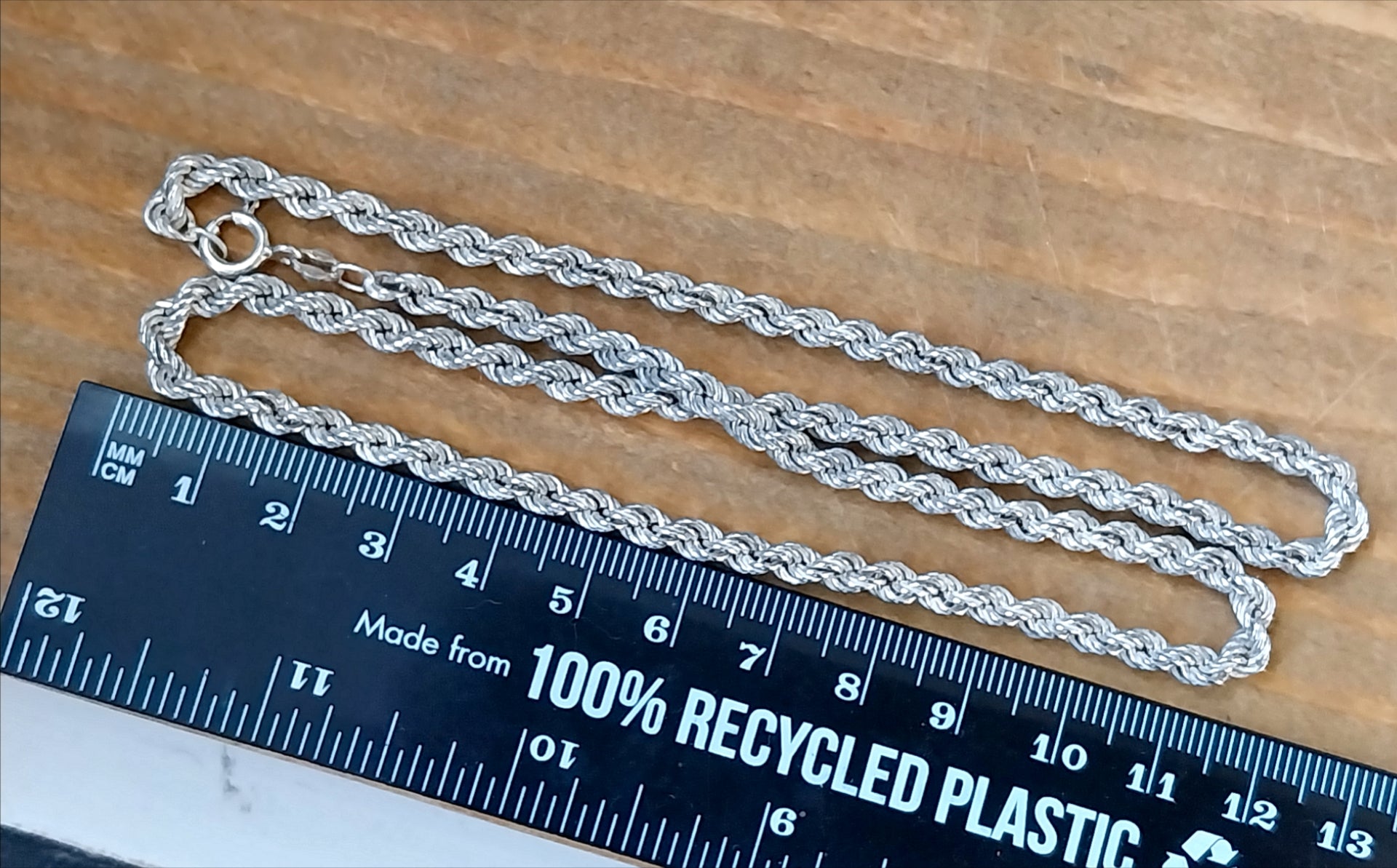 STERLING SILVER Graduated Rope Chain Necklace - 20" Long - 16.6g