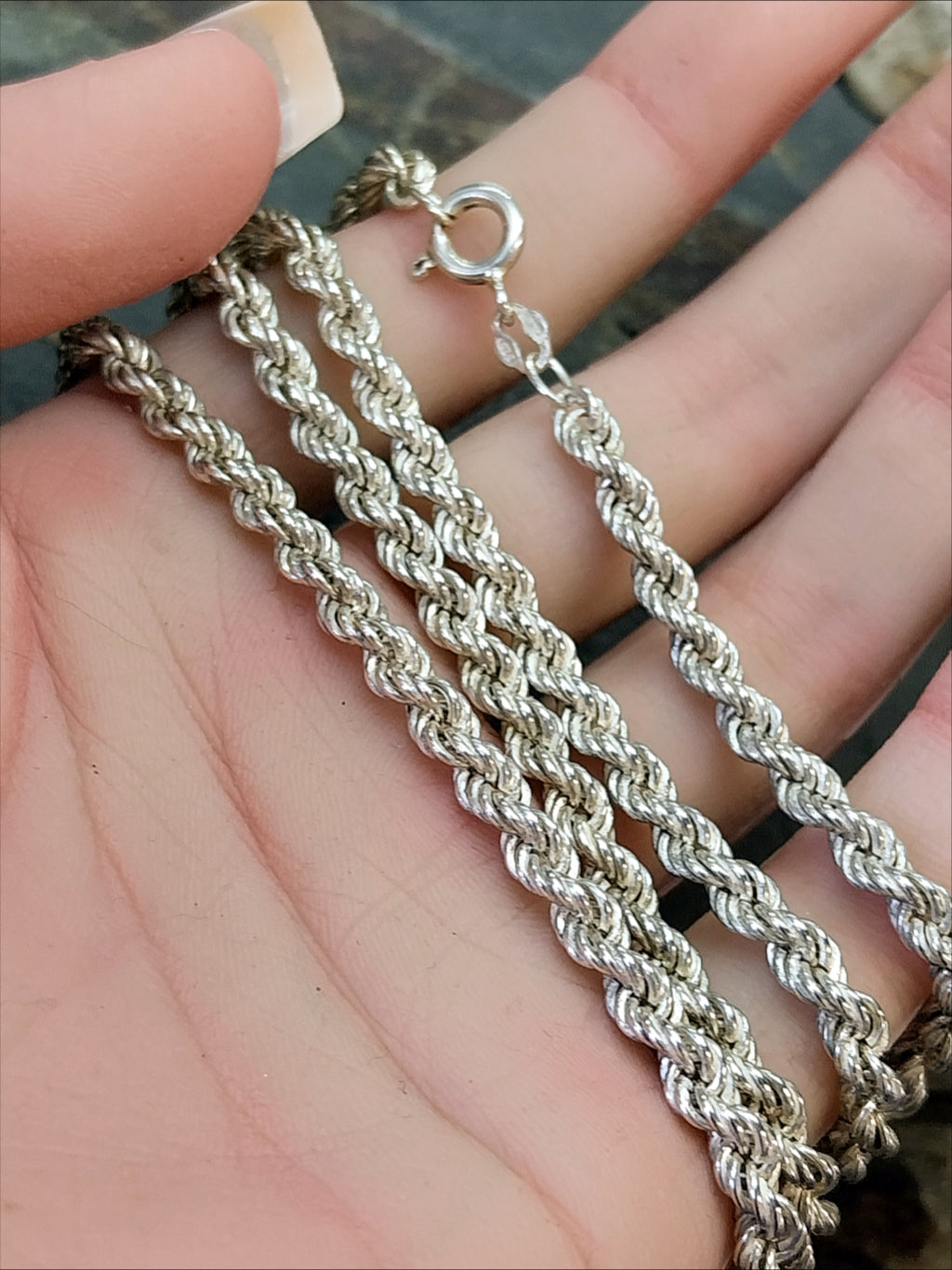 STERLING SILVER Graduated Rope Chain Necklace - 20" Long - 16.6g