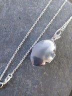 Vintage STERLING SILVER LOCKET with Marcasites and Amethyst on 22" Chain - 10.7g