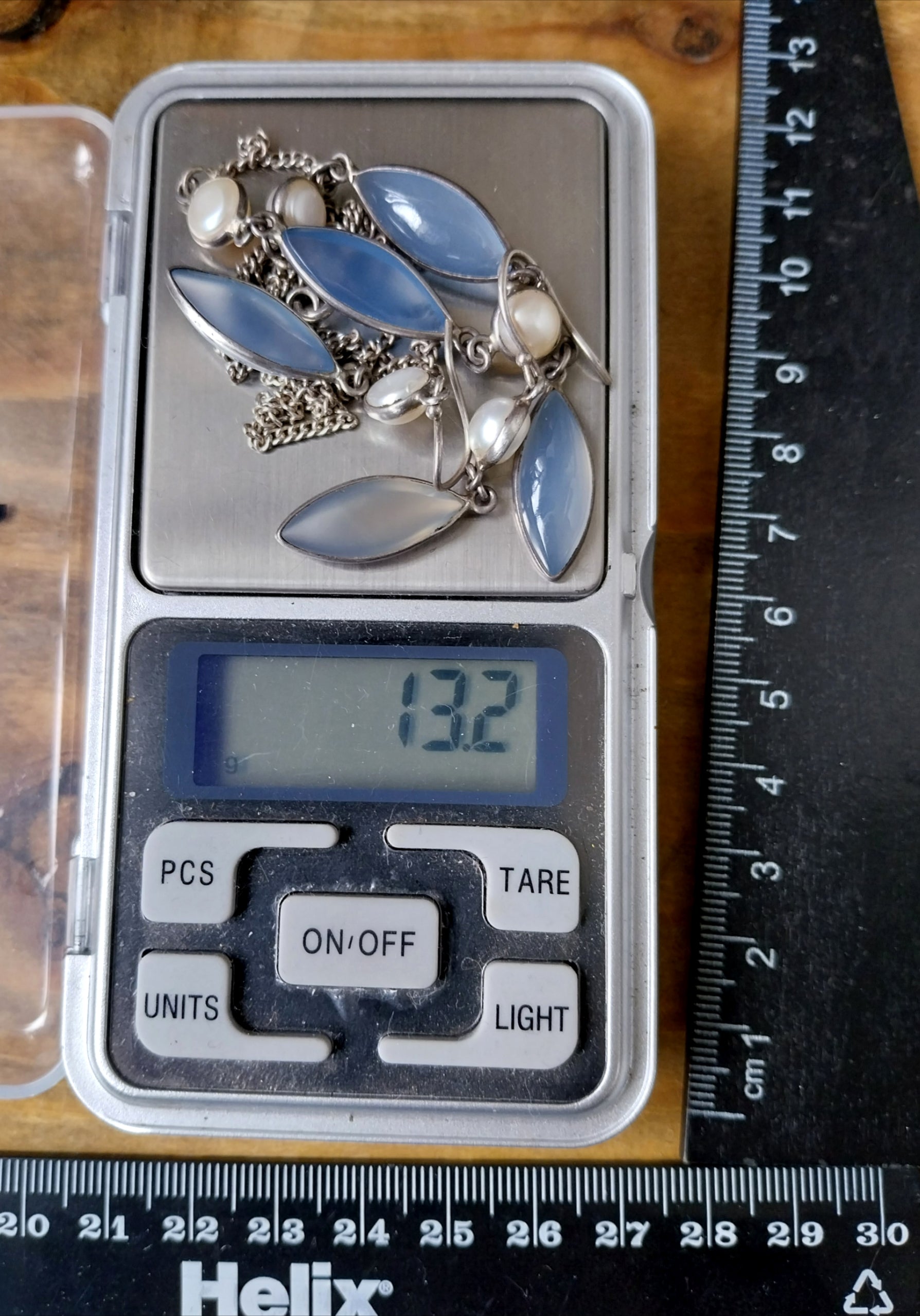 Sterling SILVER & Moonstone Necklace and Matching Earrings Gift Set 18" - 13.2g