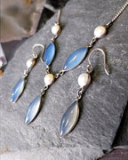 Sterling SILVER & Moonstone Necklace and Matching Earrings Gift Set 18" - 13.2g