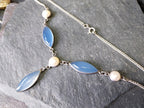 Sterling SILVER & Moonstone Necklace and Matching Earrings Gift Set 18" - 13.2g