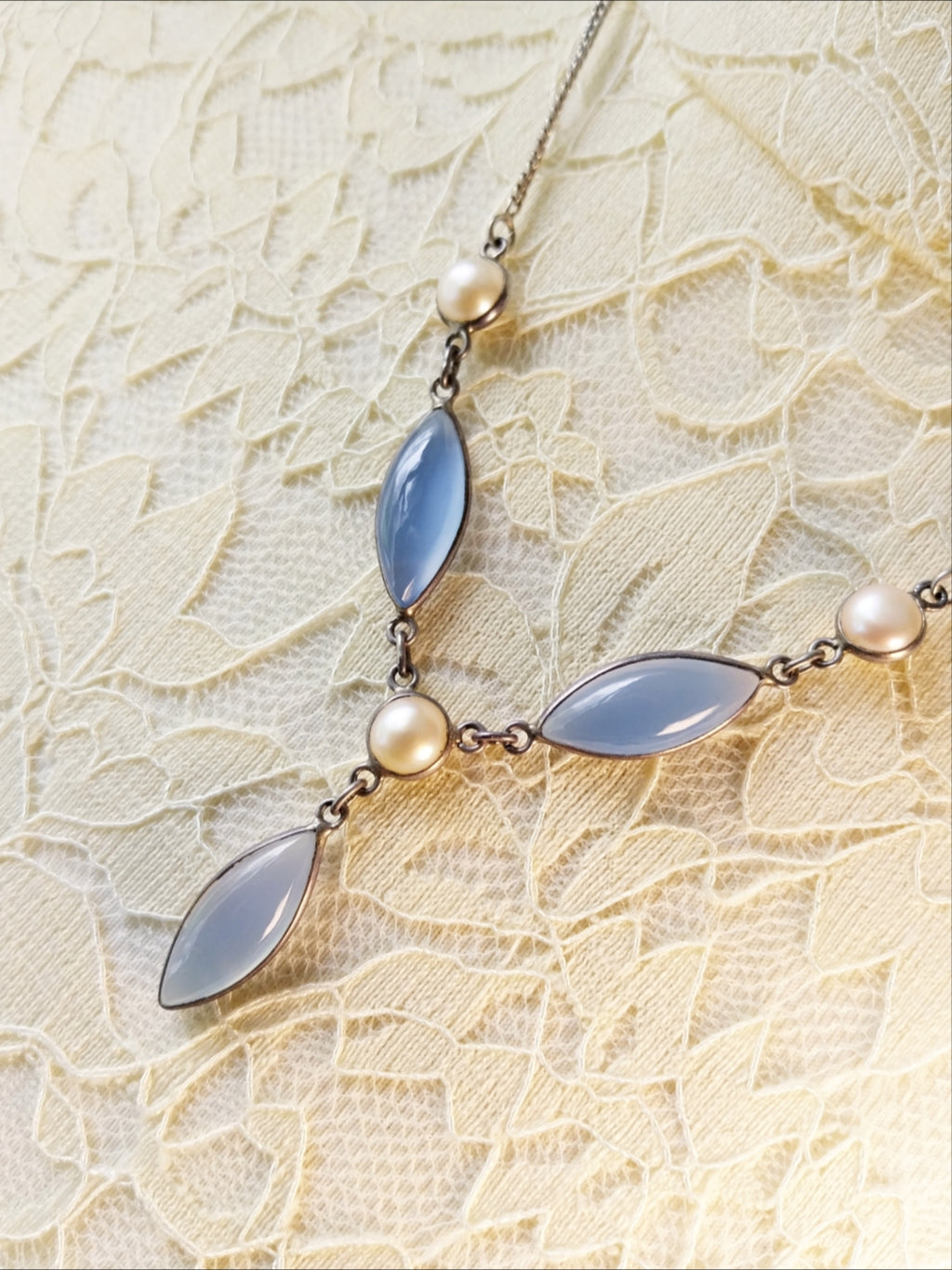 Sterling SILVER & Moonstone Necklace and Matching Earrings Gift Set 18" - 13.2g