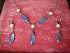 Sterling SILVER & Moonstone Necklace and Matching Earrings Gift Set 18" - 13.2g
