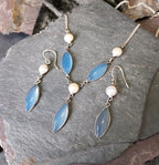 Sterling SILVER & Moonstone Necklace and Matching Earrings Gift Set 18" - 13.2g