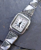 Vintage Sterling Silver WATCH - with Mother of Pearl Strap 18cm - 35.5g