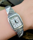 Vintage Sterling Silver WATCH - with Mother of Pearl Strap 18cm - 35.5g