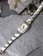Vintage Sterling Silver WATCH - with Mother of Pearl Strap 18cm - 35.5g