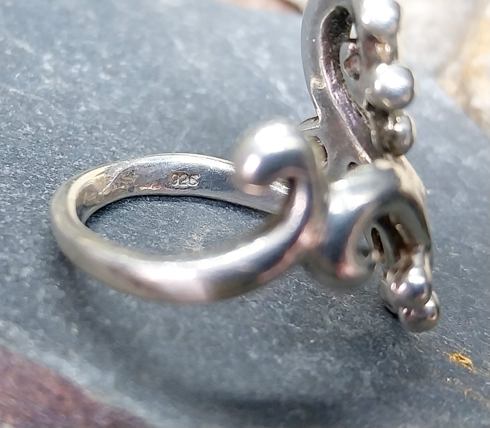 Vintage Abstract Sterling Silver Ring - uk size P (us 7.5) - 6g