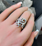 Vintage Abstract Sterling Silver Ring - uk size P (us 7.5) - 6g