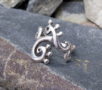 Vintage Abstract Sterling Silver Ring - uk size P (us 7.5) - 6g