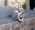Vintage Abstract Sterling Silver Ring - uk size P (us 7.5) - 6g
