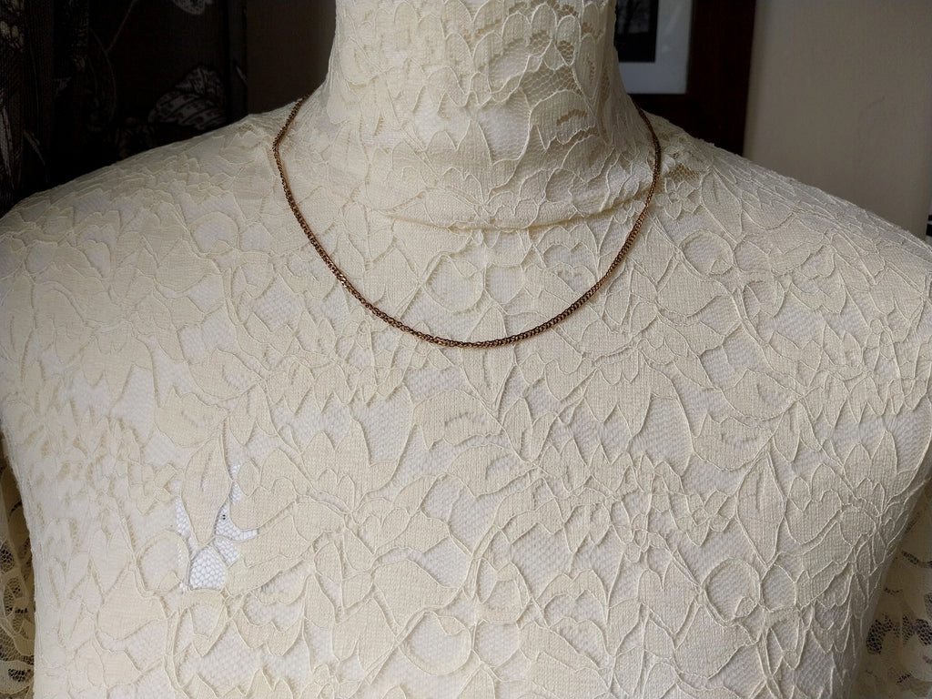Vintage 9ct Rose GOLD Chain Necklace - CURB Link - 18" - 2.9g