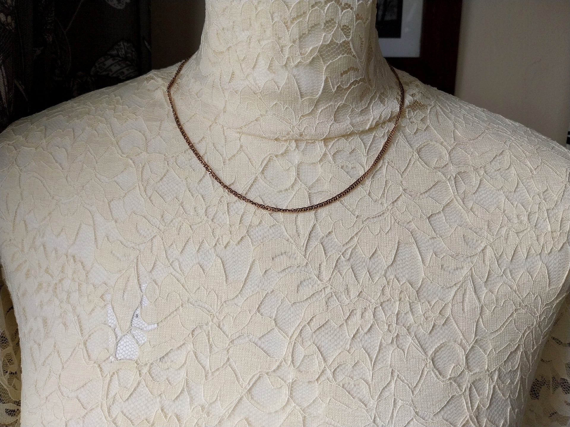 Vintage 9ct Rose GOLD Chain Necklace - CURB Link - 18" - 2.9g