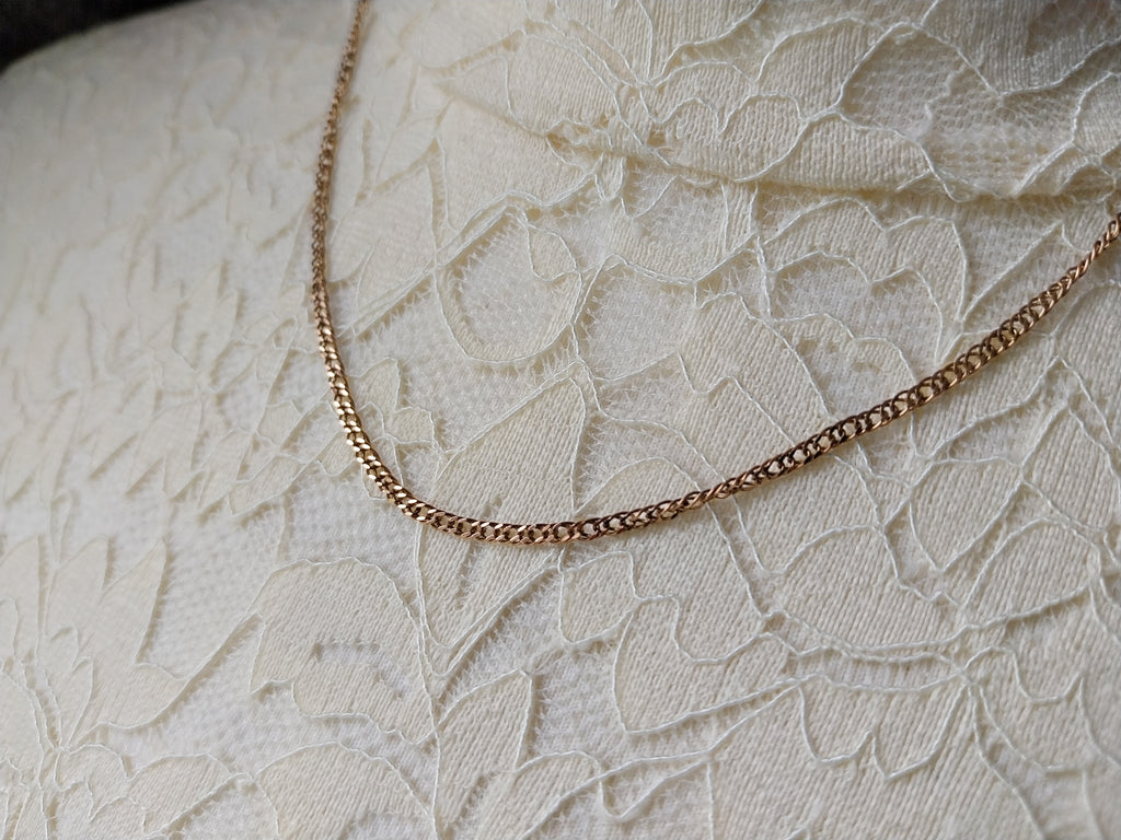 Vintage 9ct Rose GOLD Chain Necklace - CURB Link - 18" - 2.9g