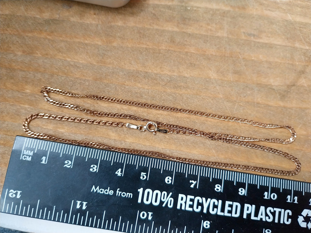 Vintage 9ct Rose GOLD Chain Necklace - CURB Link - 18" - 2.9g