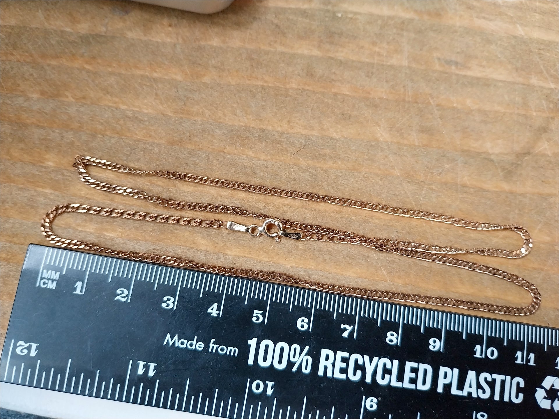 Vintage 9ct Rose GOLD Chain Necklace - CURB Link - 18" - 2.9g