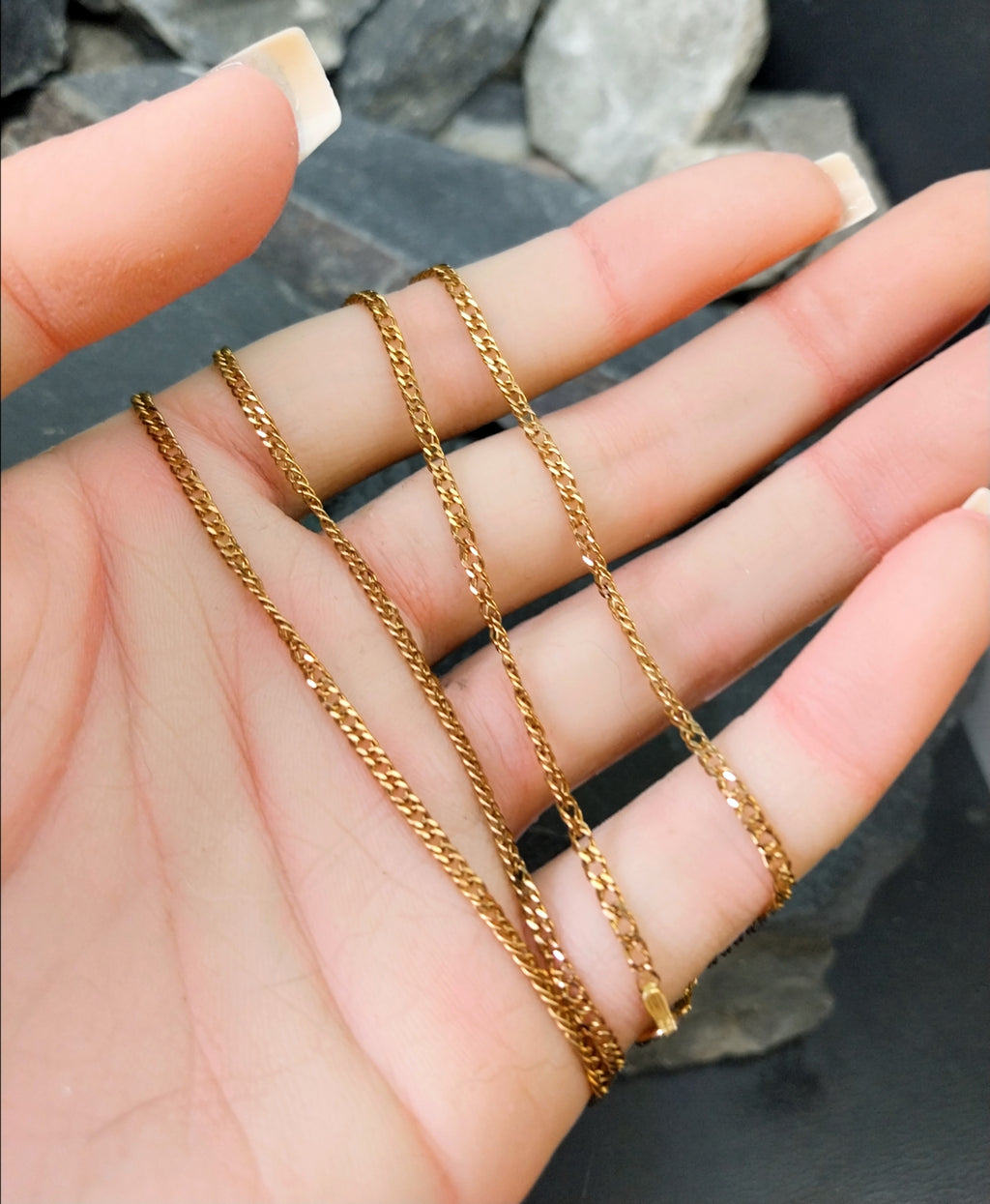 Vintage 9ct Rose GOLD Chain Necklace - CURB Link - 18" - 2.9g