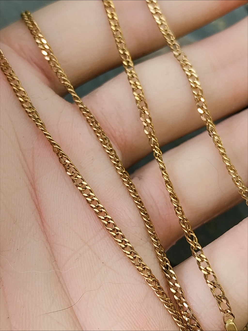 Vintage 9ct Rose GOLD Chain Necklace - CURB Link - 18" - 2.9g