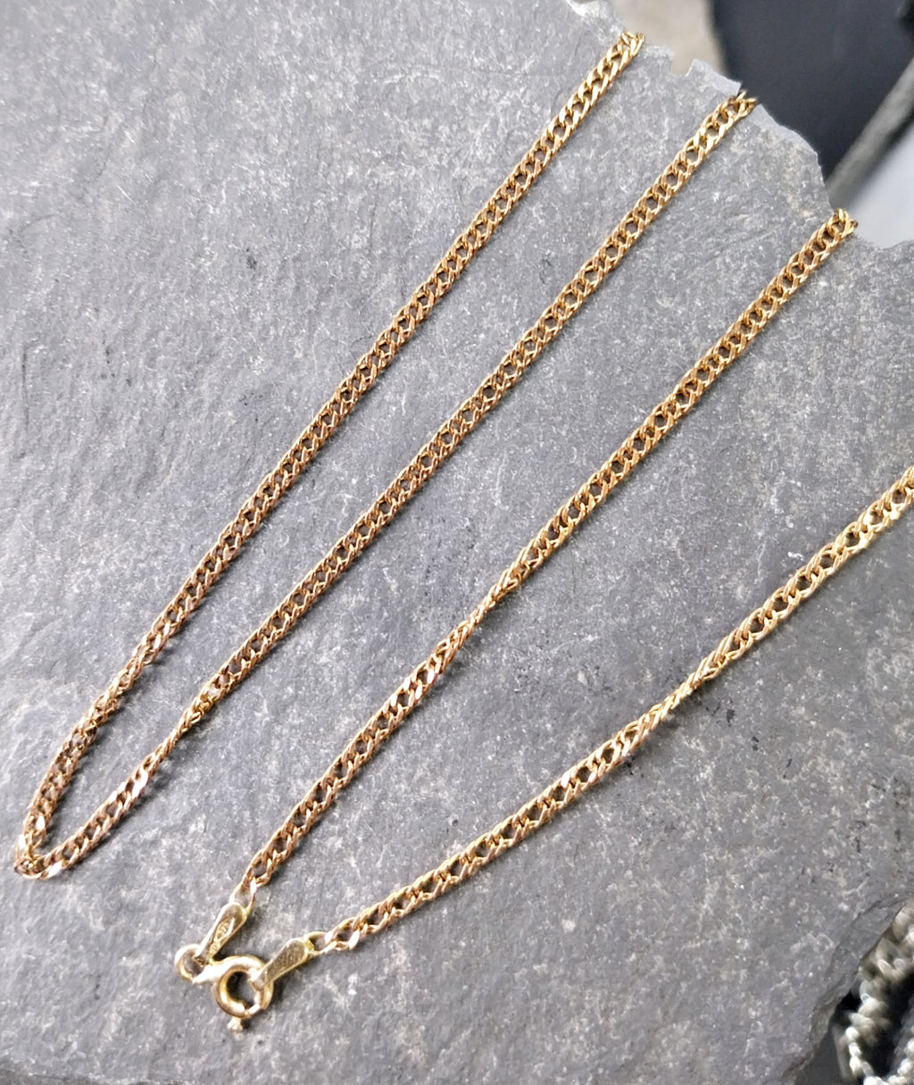 Vintage 9ct Rose GOLD Chain Necklace - CURB Link - 18" - 2.9g
