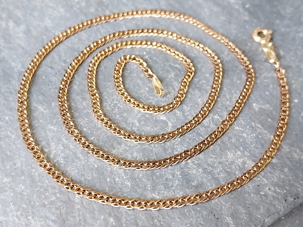 Vintage 9ct Rose GOLD Chain Necklace - CURB Link - 18" - 2.9g
