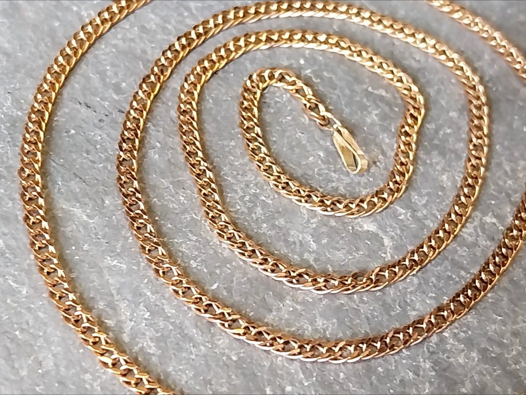 Vintage 9ct Rose GOLD Chain Necklace - CURB Link - 18" - 2.9g