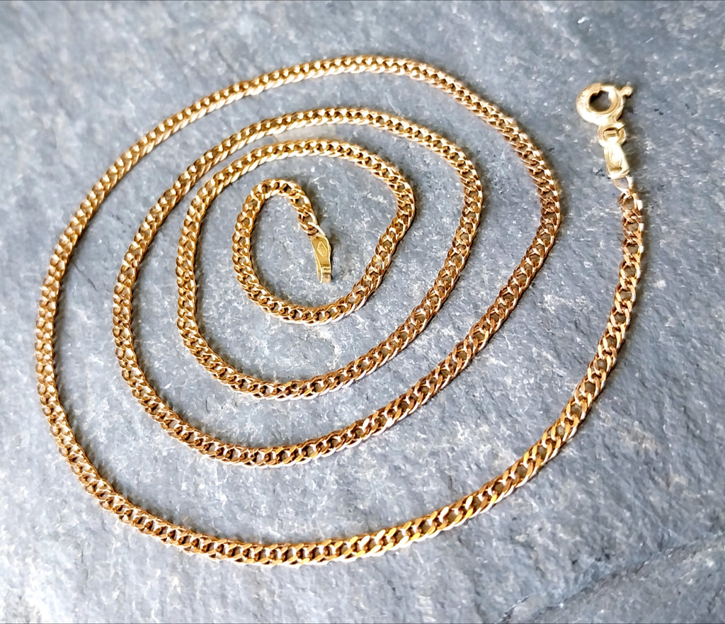 Vintage 9ct Rose GOLD Chain Necklace - CURB Link - 18" - 2.9g