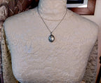 Vintage SILVER Oval LOCKET - with Gold Flowers on 17" Chain - 5g