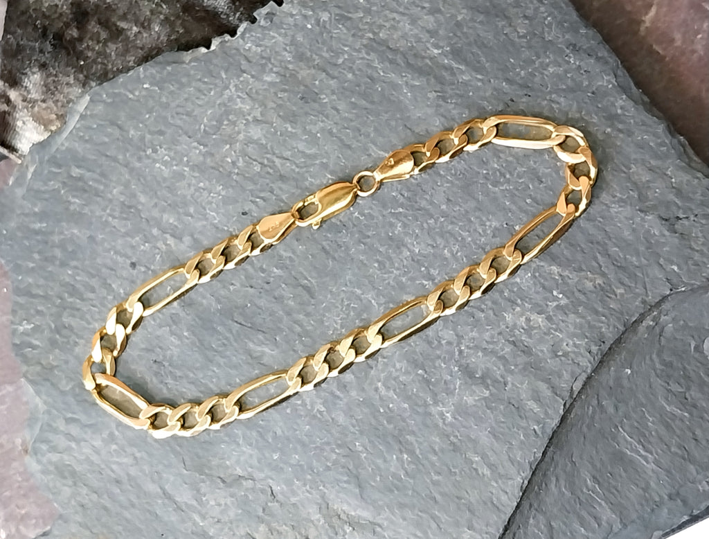9ct GOLD CURB LINK Bracelet length 21.5cm, 6mm wide - 9g