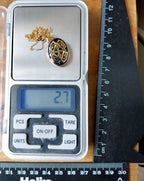 9ct GOLD and BLUE ENAMEL Celtic Locket Necklace & 18" Chain - 2.7g