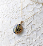9ct GOLD and BLUE ENAMEL Celtic Locket Necklace & 18" Chain - 2.7g