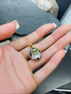 9ct GOLD and BLUE ENAMEL Celtic Locket Necklace & 18" Chain - 2.7g