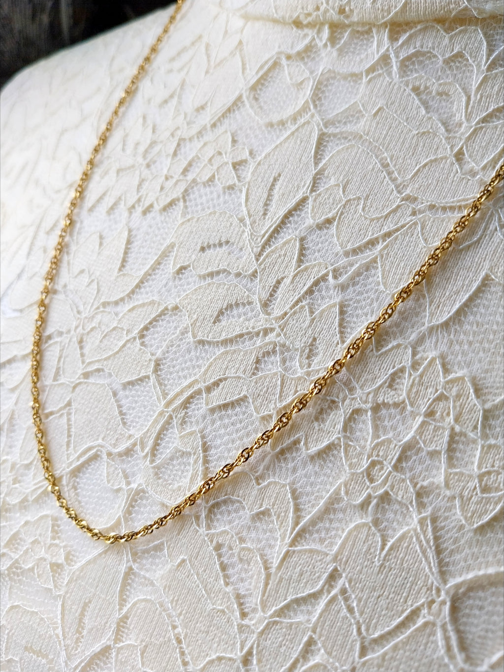 Vintage 9ct GOLD Twisted Rope Chain Necklace, 24" - 2.5g