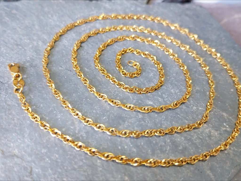 Vintage 9ct GOLD Twisted Rope Chain Necklace, 24" - 2.5g